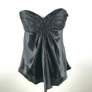 Laundry by Shelli Segal Satin Black Evening Top Blouse  Sz 2 NWOT